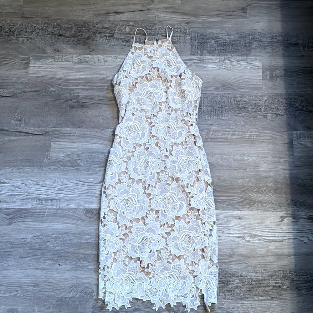Just Me White Lace Midi Dress Size Small